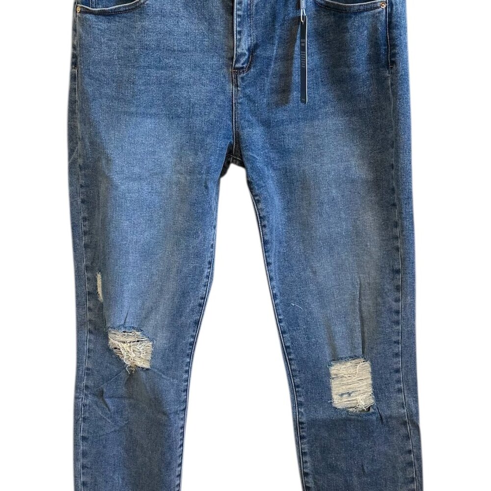 Tractr  Diane Slim Fit Mid Rise Blue Distressed Women’s Jeans - Size 12/31 -NWT